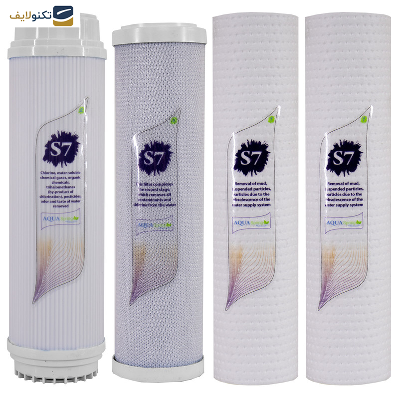 دستگاه تصفیه کننده آب آکوآ اسپرینگ مدل RO-S7-WZ 7200 به همراه نشتی گیر و فیلتر  مجموعه 4 عددی - 